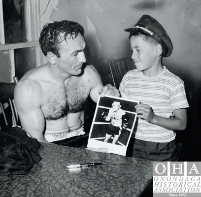 Carmen Basilio and Fan