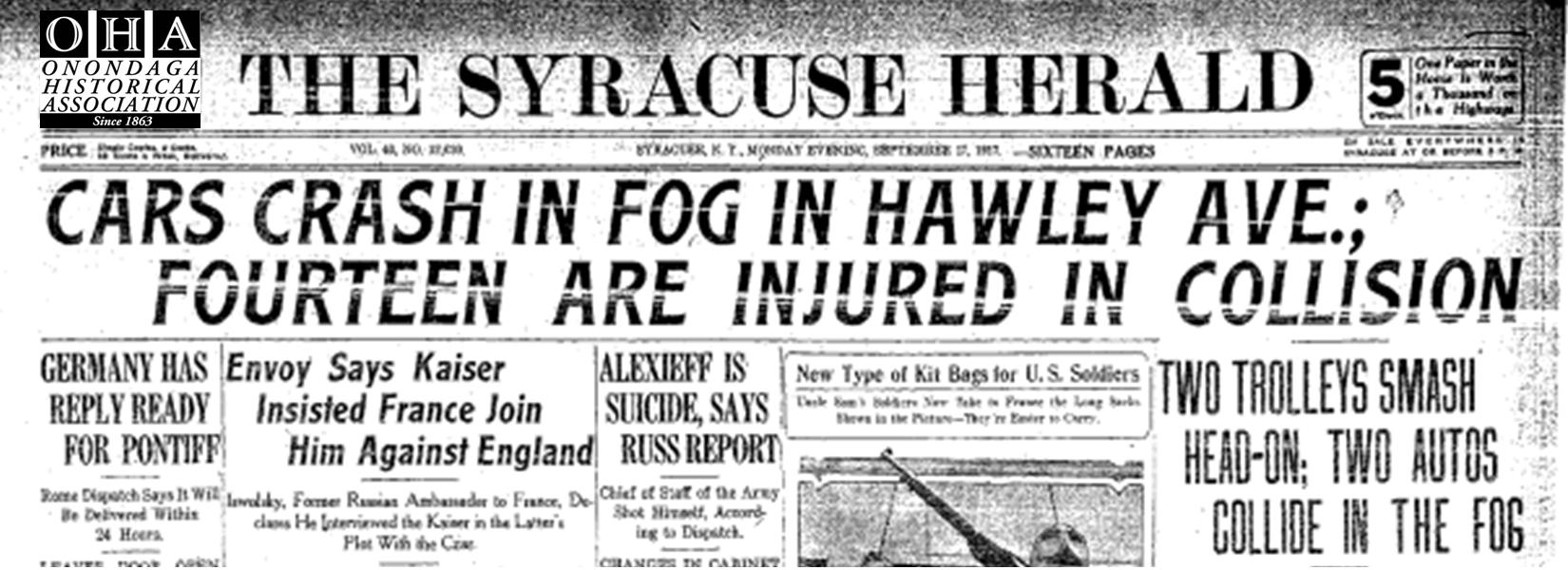 Fog Causes Trolley Accident September 1917